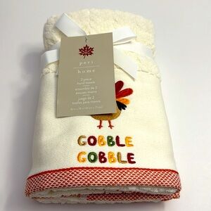 2pc PERI HOME Gobble Gobble Hand Towel Set - 100% Cotton - 16” x 28”